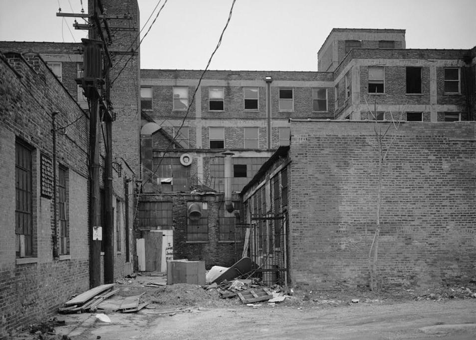 Indiana Hotel, Hammond Indiana 1991 View east, rear facade, service alley