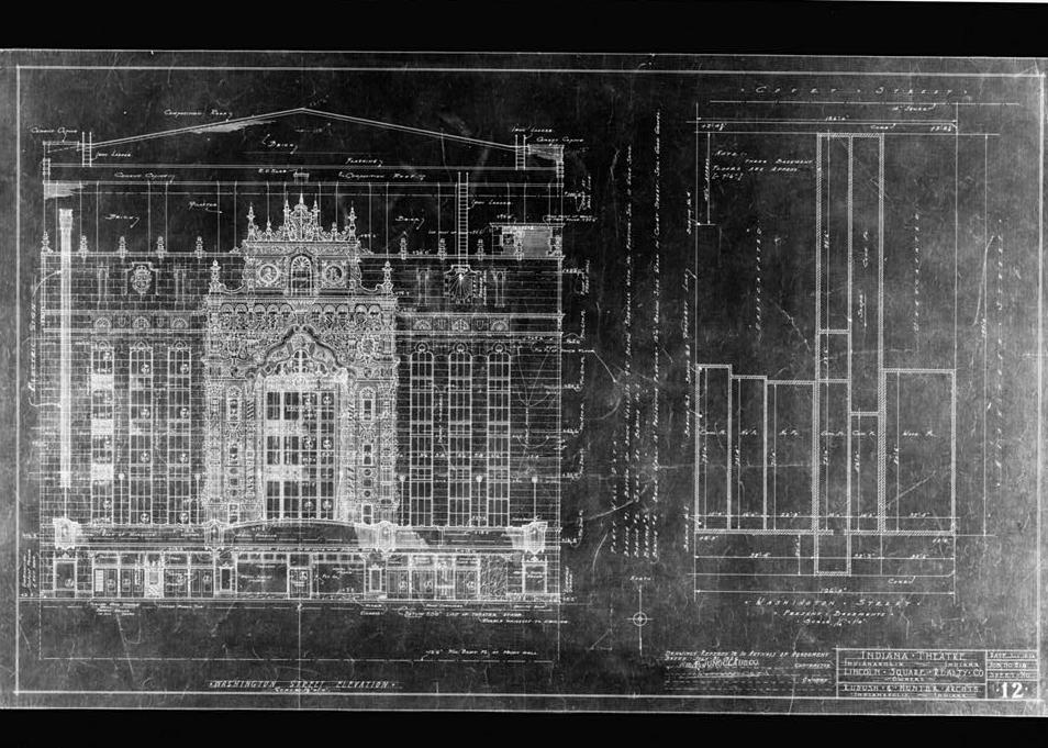 Indiana Theatre, Indianapolis Indiana 1926 WASHINGTON STREET ELEVATION PLAN