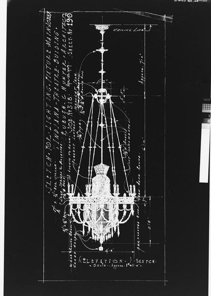 Indiana Theatre, Indianapolis Indiana 1926 SKETCH FOR LIGHTING FIXTURE MAIN LOBBY