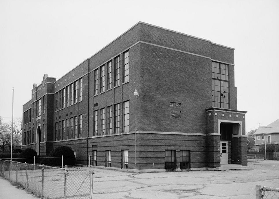 Charles Major School, Shelbyville Indiana 1984.  VIEW NORTHWEST SHOWING SOUTH (FRONT) AND EAST ELEVATIONS