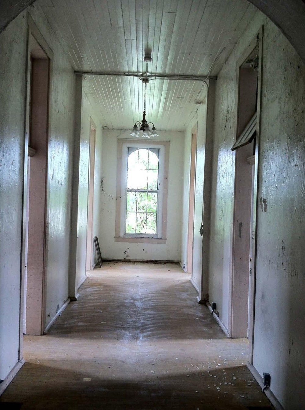 Knox County Poor Asylum, Vincennes Indiana Looking down corridor of resident rooms on first floor, northwest (women's) residential wing (2016)