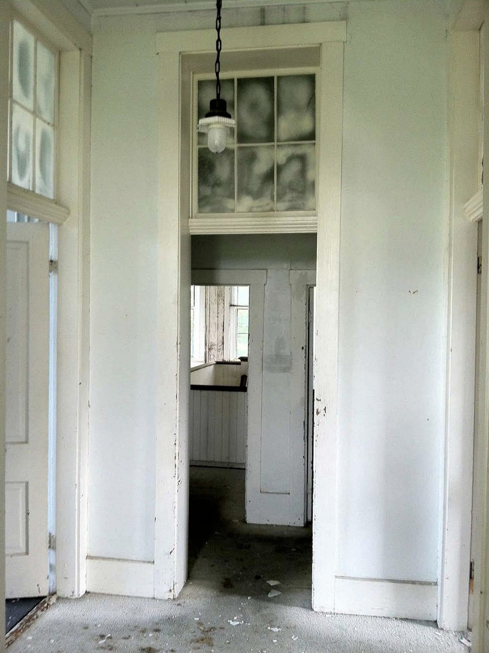 Knox County Poor Asylum, Vincennes Indiana View of doorway leading to vestibule and men's and women's wings from superintendent's residence (2016)