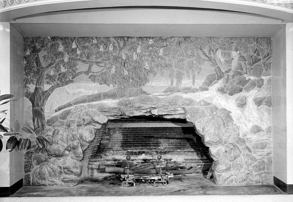 West Baden Springs Hotel, West Baden Indiana 1974 VIEW OF FIREPLACE