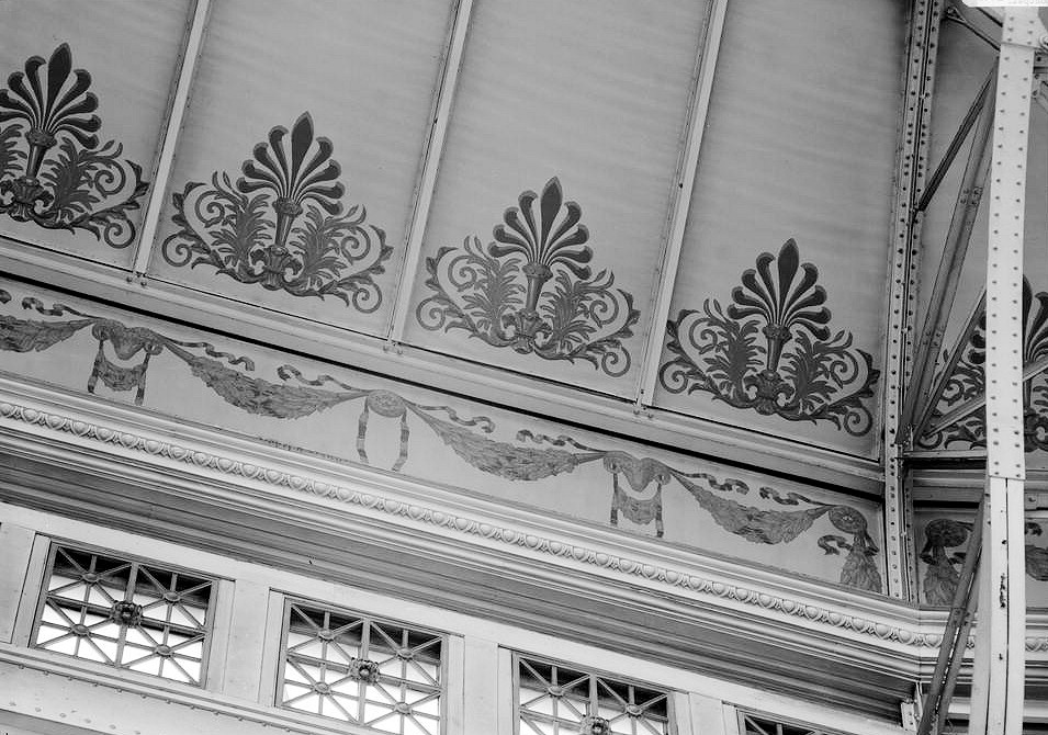 West Baden Springs Hotel, West Baden Indiana 1974 VIEW SHOWING STENCIL DESIGNS OF ANTHEMION WITH RIBBONS AND BOUND GARLANDS ON DOME