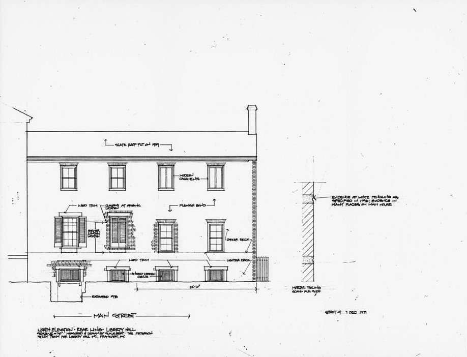 Photocopy of drawing, rear wing, north (main street) elevation - Liberty Hall, Frankfort Kentucky