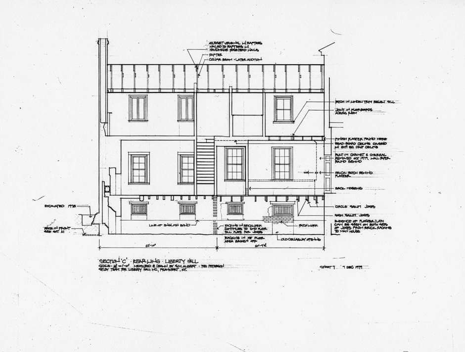 Photocopy of drawing, rear wing, section c - Liberty Hall, Frankfort Kentucky