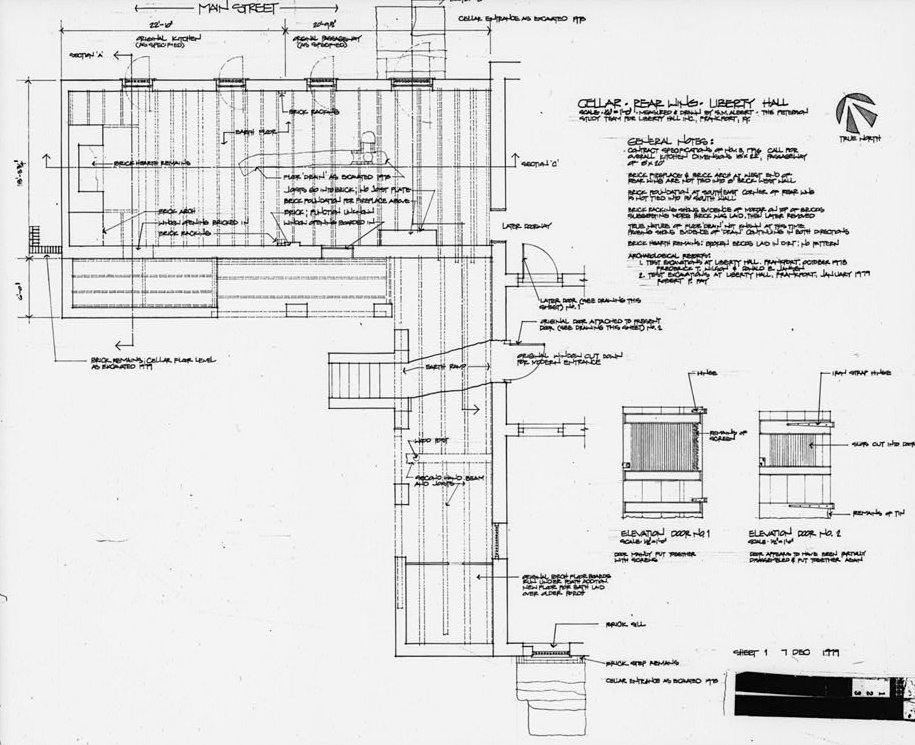 Photocopy of drawing, rear wing, cellar - Liberty Hall, Frankfort Kentucky
