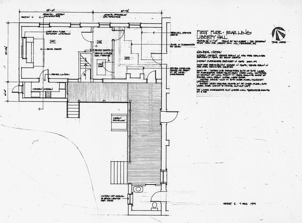 Photocopy of drawing, rear wing, first floor - Liberty Hall, Frankfort Kentucky