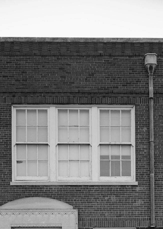 James Russell Lowell Elementary School, Louisville Kentucky 1992 TRIPLE WINDOW ELEMENT WITH DECORATIVE BRICK SURROUND, ON EAST SIDE OF 1931 SECTION, TAKEN FROM THE EAST.