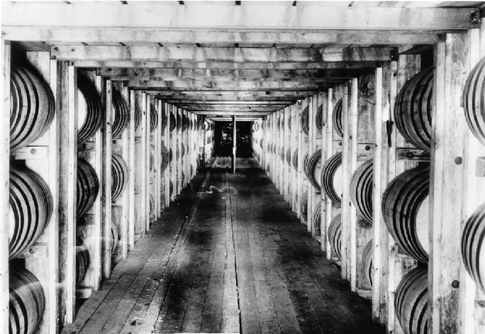 Labrot and Grahams Oscar Pepper - Old Crow - Distillery, Versailles Kentucky 1935 Rack system for storing barrels during aging process