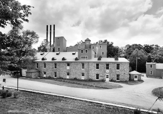 Labrot and Grahams Oscar Pepper - Old Crow - Distillery, Versailles Kentucky 1997 Front (west) facade of distillery building after 1944 addition at right