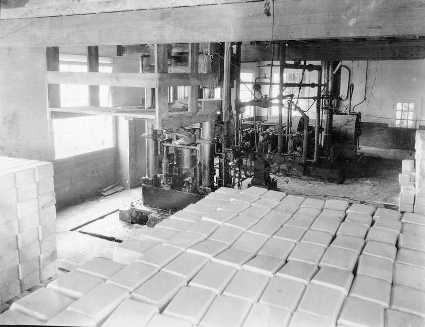 Avery Island Salt Works, Avery Island Louisiana BLOCK PRESS. c.1925