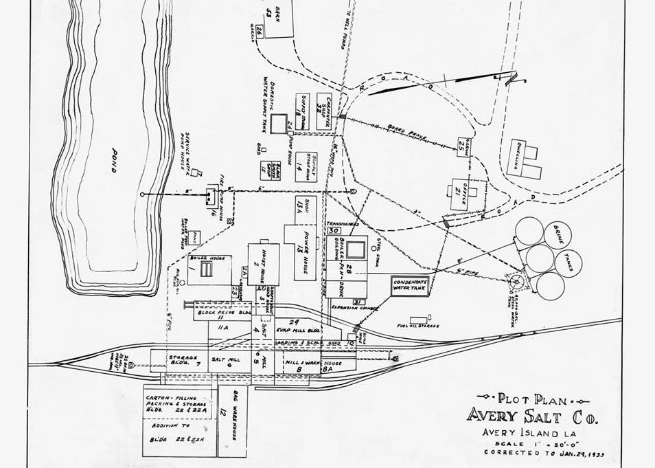 Avery Island Salt Works, Avery Island Louisiana PLOT PLAN, AVERY SALT COMPANY. January 29, 1935