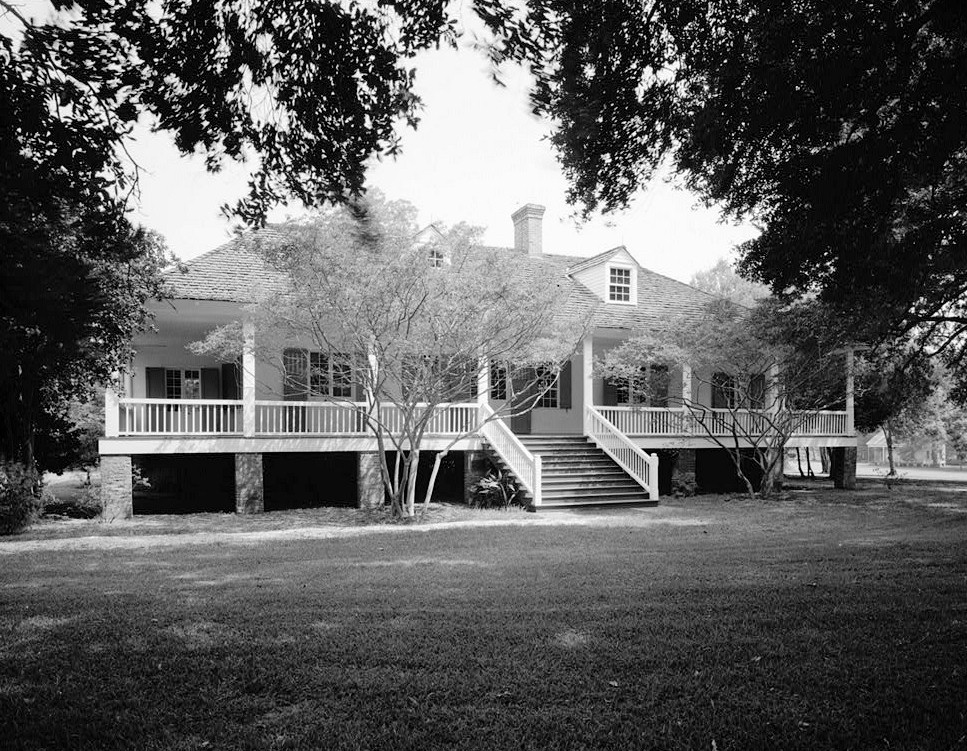 Magnolia Mound Plantation, Baton Rouge Louisiana WEST FACADE FROM NORTHWEST 1978
