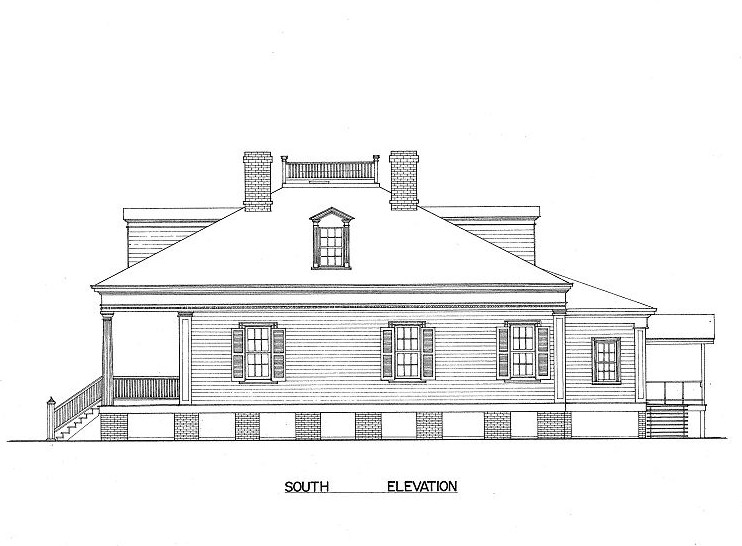 Bagatelle Plantation House, Donaldsonville, Louisiana South Elevation