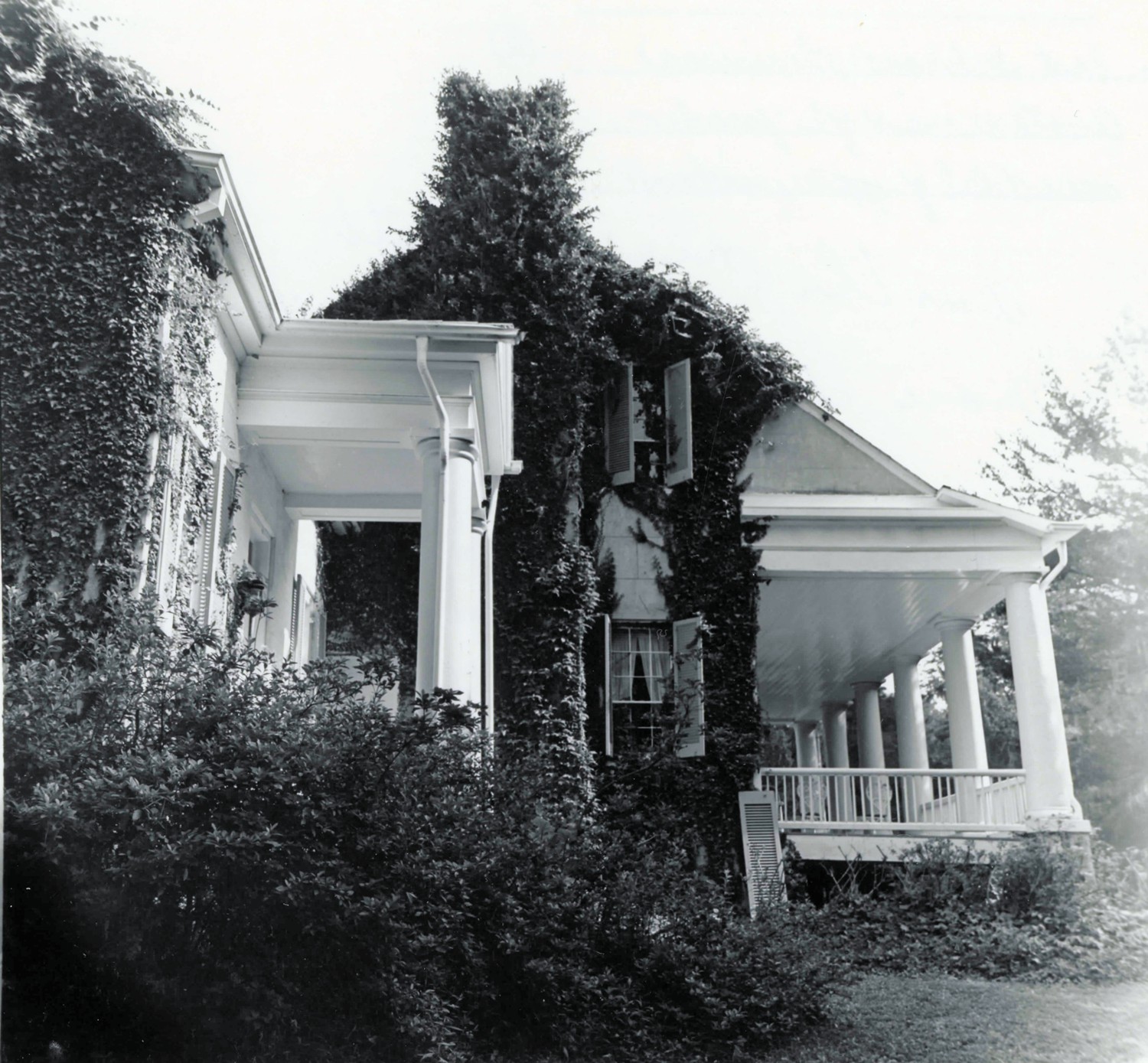 Asphodel Plantation and Cemetery, Jackson Louisiana South facade - detail of upper windows (1972)