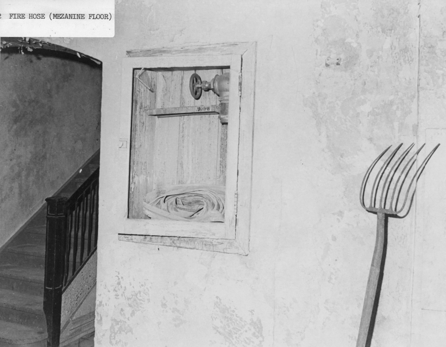 Charleston Hotel, Lake Charles Louisiana Fire hose on mezzanine (1978)