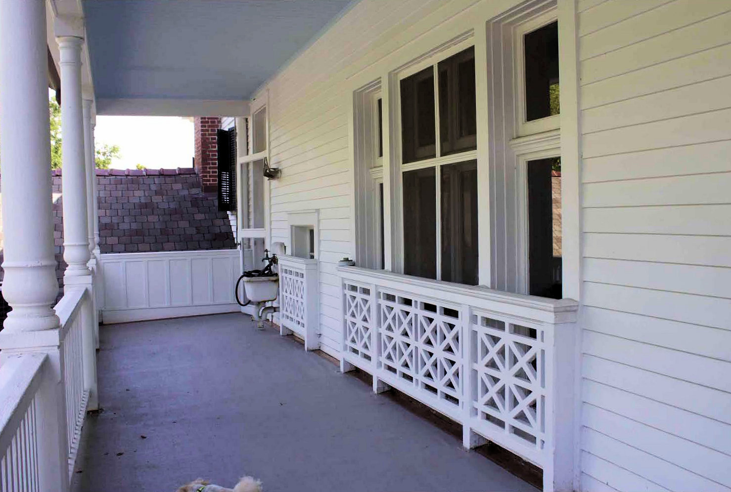 Homestead Plantation, Port Allen Louisiana Second floor porch at west elevation (2016)