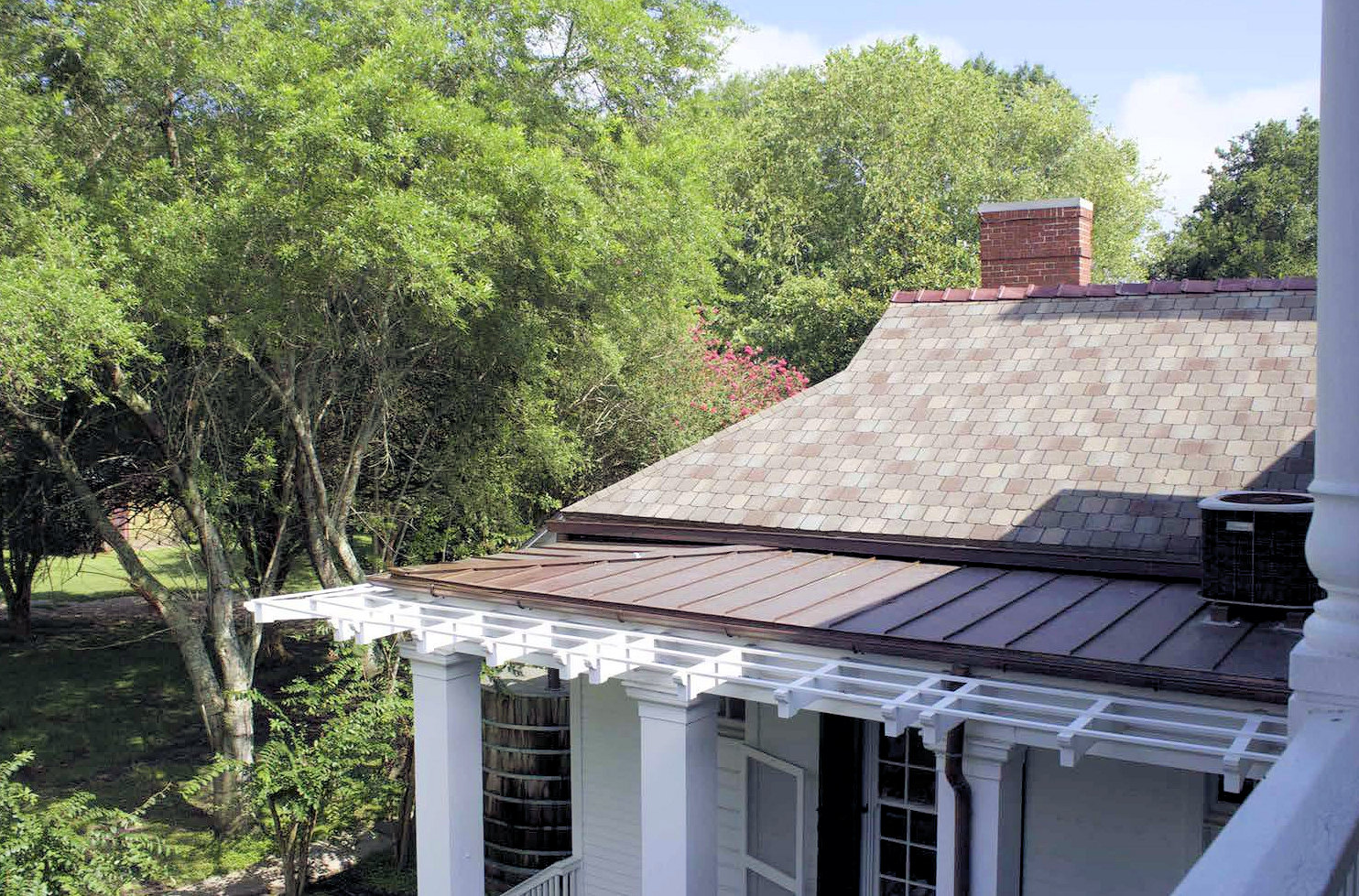 Homestead Plantation, Port Allen Louisiana North wing roof at west elevation (2016)