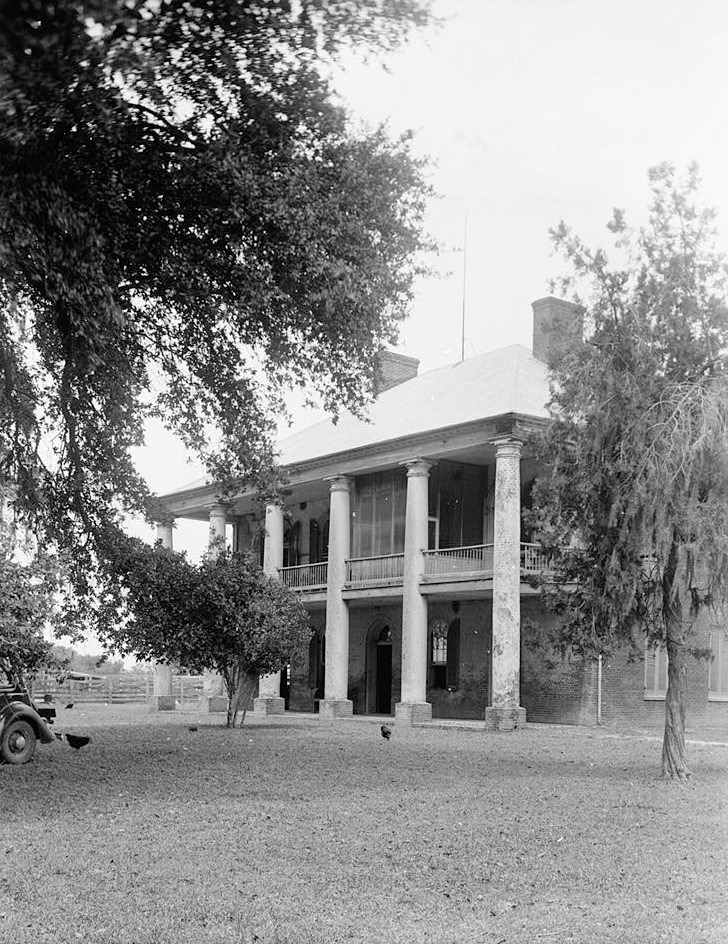Chretien Point Plantation Mansion, Sunset Louisiana August, 1936 FRONT ELEVATION FROM SOUTHEAST