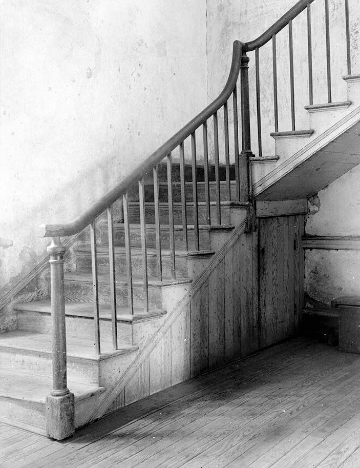 Chretien Point Plantation Mansion, Sunset Louisiana August, 1936 NEWELL AND STAIR RAIL AT FIRST FLOOR