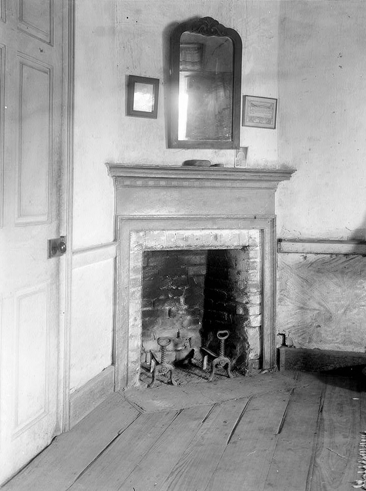 Live Oak Plantation House Weyanoke Louisiana 1934 DETAIL, CORNER FIREPLACE IN SECOND FLOOR REAR BEDROOM