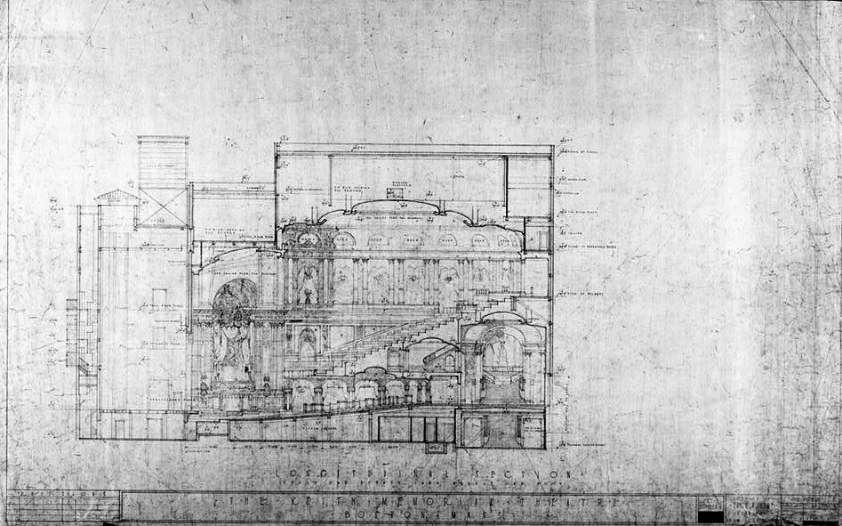 BF Keith Memorial Theater - Opera House, Boston Massachusetts July 15, 1926 LONGITUDINAL SECTION, LOOKING NORTH