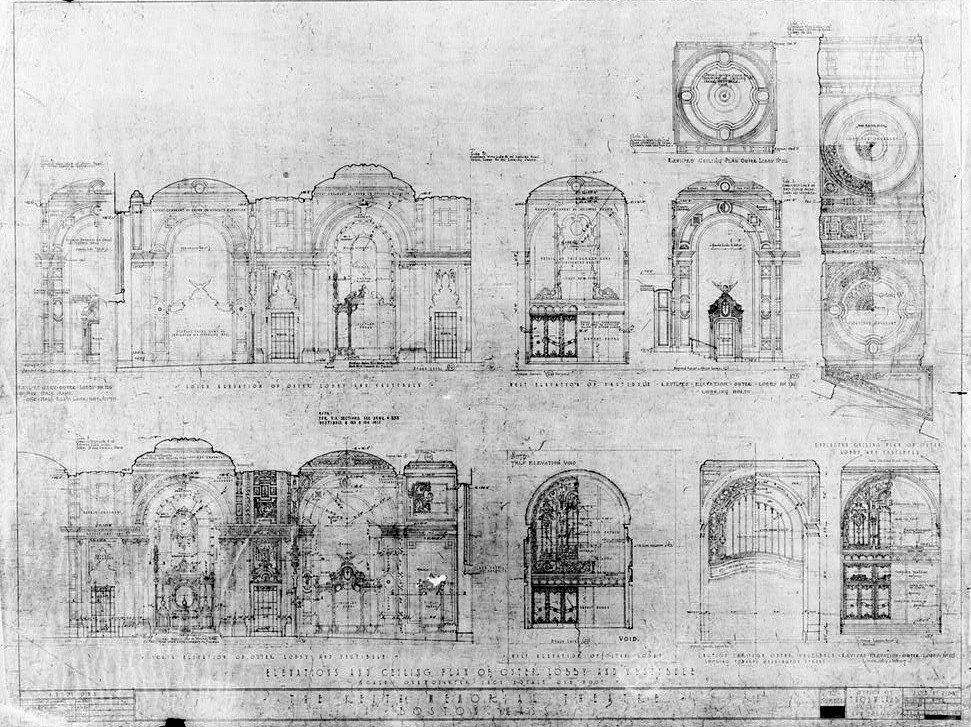 BF Keith Memorial Theater - Opera House, Boston Massachusetts July 15, 1926 ELEVATIONS AND CEILING PLAN OP OUTER LOBBY AND VESTIBULE