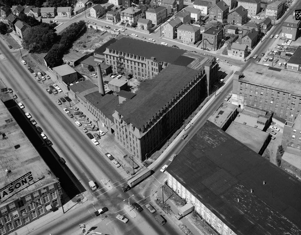 Davol Mills, Fall River Massachusetts August 1968 AERIAL VIEW #1, LOOKING WEST