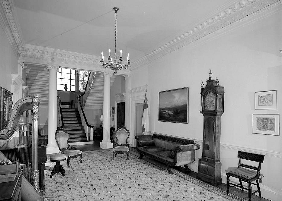 Chase Lloyd House, Annapolis Maryland First floor, main stair hall looking north (rear).