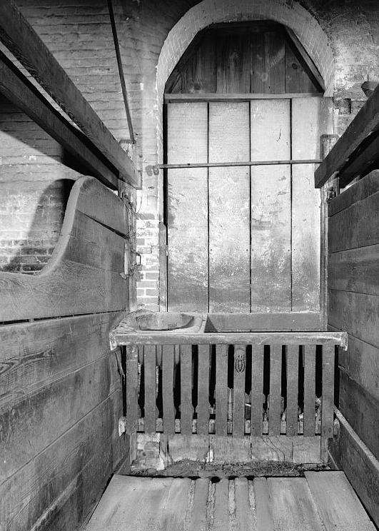 Baltimore & Ohio Railroad, Mount Clare Shops, Baltimore Maryland FEEDING TROUGH INSIDE HORSE STALL (1976)