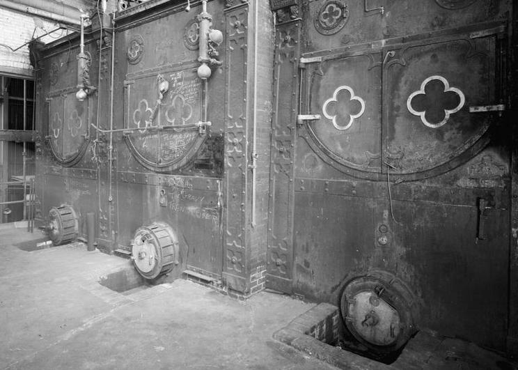 Wiessner Brewery - American Brewery, Baltimore Maryland 1973 DETAIL OF THE BOILERS--NOTE THE ORNATE COVERS