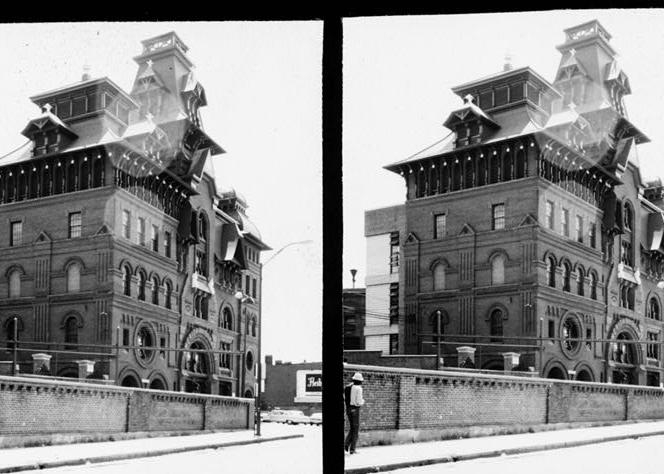 Wiessner Brewery - American Brewery, Baltimore Maryland 1971 FRONT AND SIDE ELEVATIONS--ANGLED VIEW Copy photograph of photogrammetric plate.