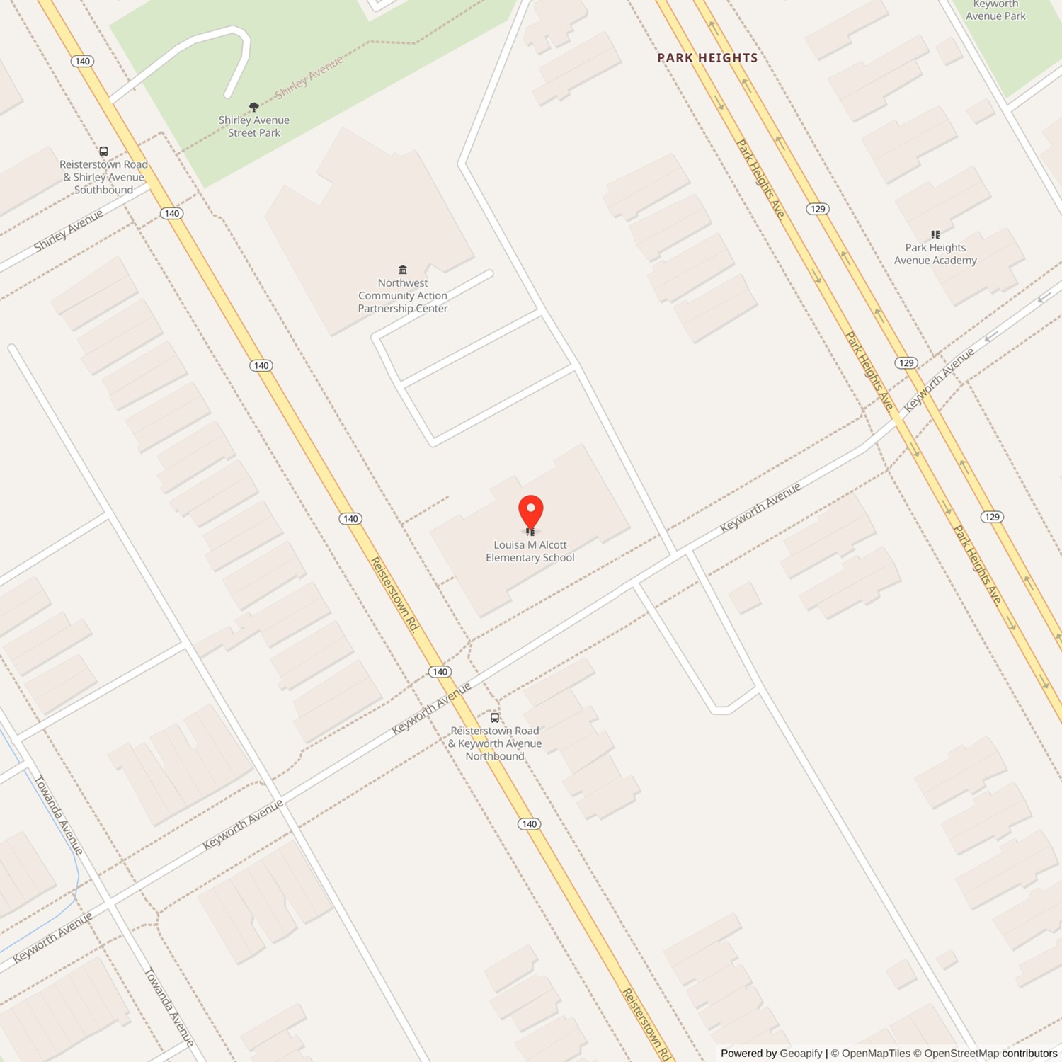 Louisa May Alcott School Location Map