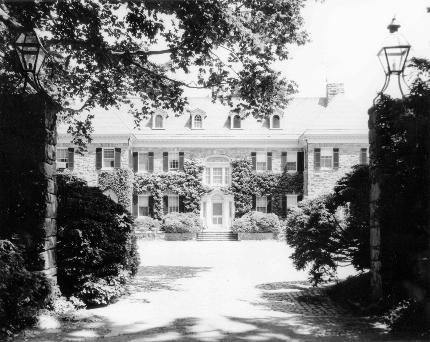 Tyrconnell House and Gardens, Baltimore Maryland South elevation from edge of entrance court (1984)