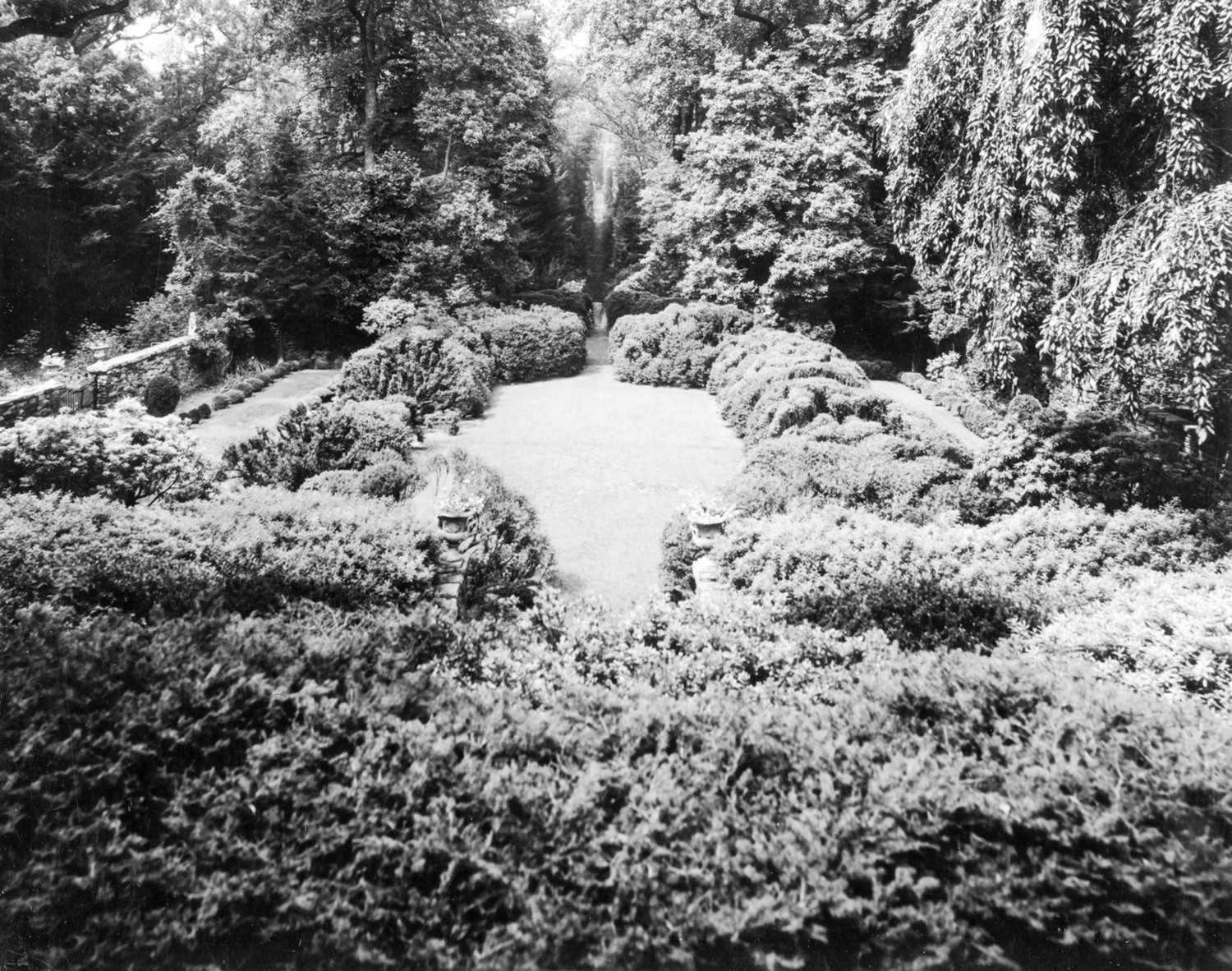 Tyrconnell House and Gardens, Baltimore Maryland North vista (taken from southern end of west wing) (1984)
