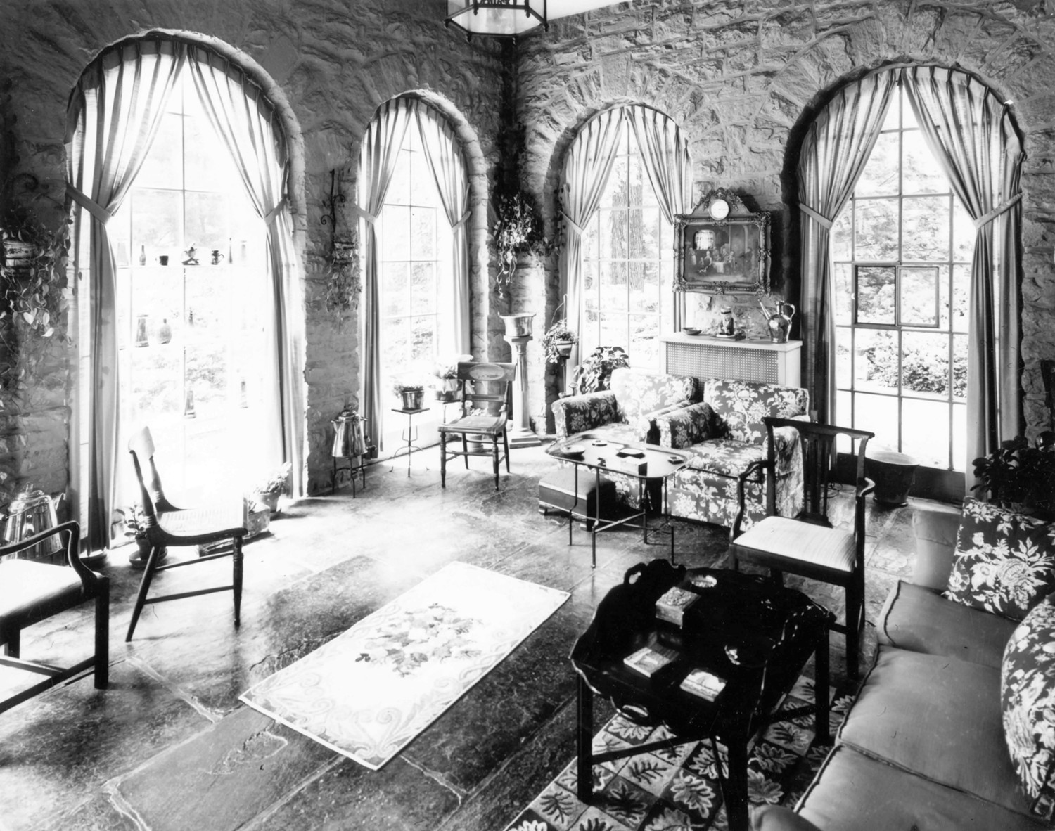Tyrconnell House and Gardens, Baltimore Maryland South porch on west wing looking southwest (1984)
