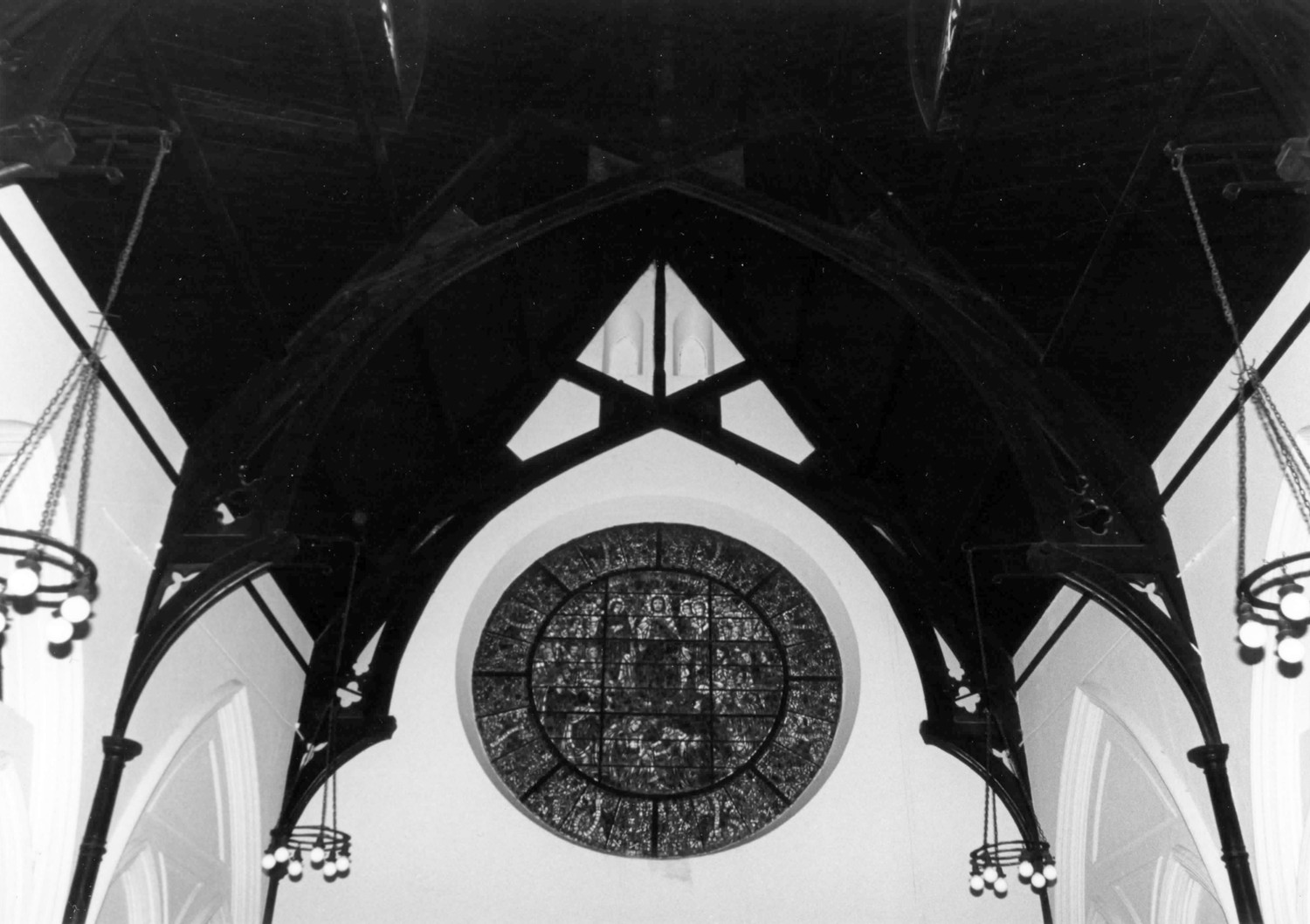 Christ Episcopal Church and Cemetery, Cambridge Maryland Rose window and roof truss detail (1983)