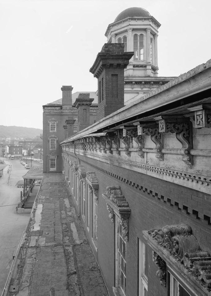 B & O Railroad Queen City Hotel and Station, Cumberland Maryland VIEW AT CORNICE LEVEL OF FRONT OF HOTEL LOOKING NORTH