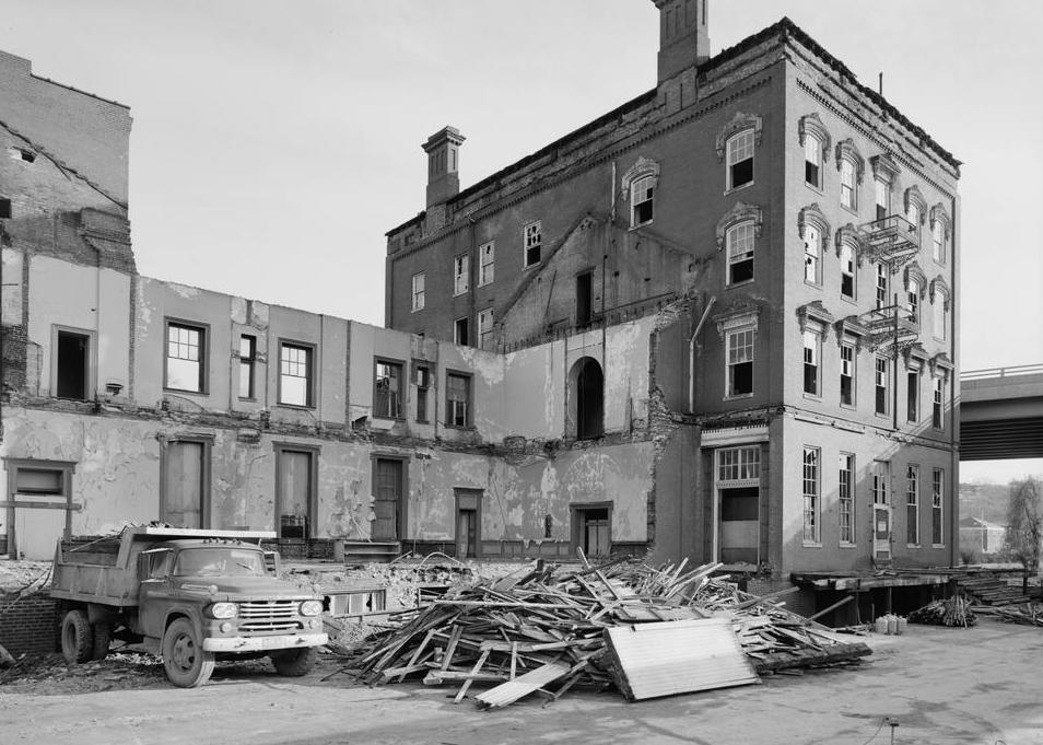 B & O Railroad Queen City Hotel and Station, Cumberland Maryland CENTER PORTION OF BUILDING AFTER DEMOLITION, LOOKING SOUTHEAST