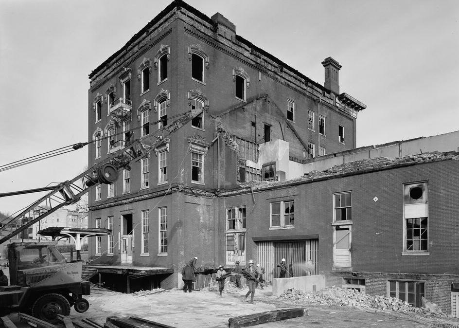 B & O Railroad Queen City Hotel and Station, Cumberland Maryland CENTER PORTION OF BUILDING AFTER DEMOLITION, LOOKING NORTHEAST