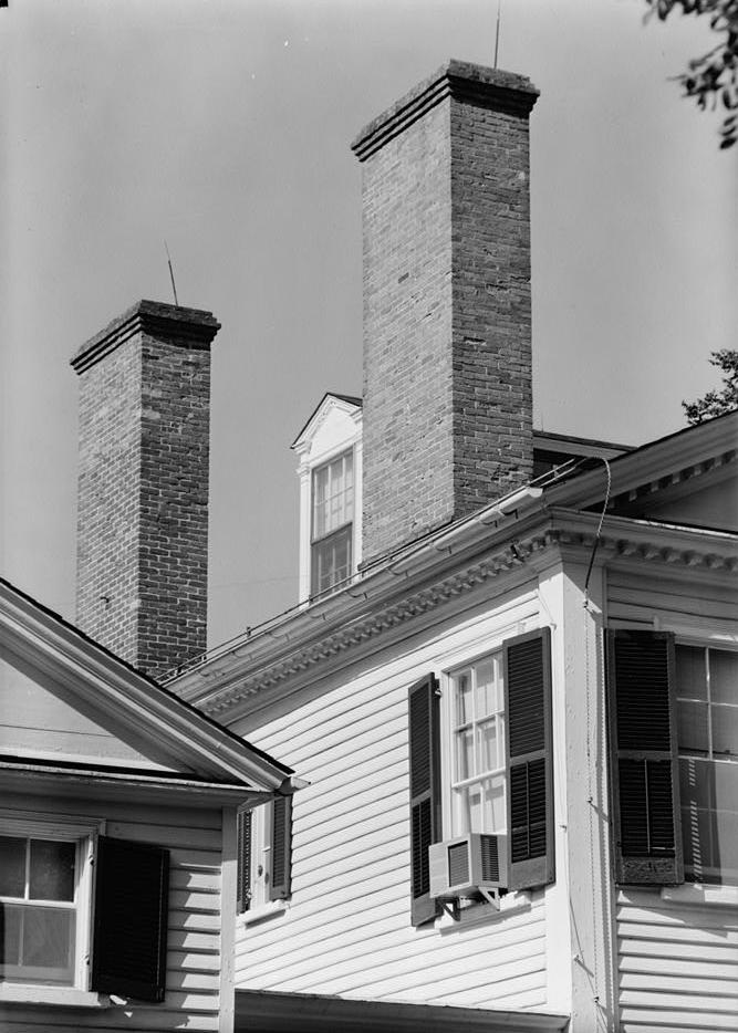 Wye House Mansion, Easton Maryland 1963 VIEW OF ROOF LINE, CORNICE AND WINDOWS OF SOUTHWEST CORNER OF MAIN STRUCTURE