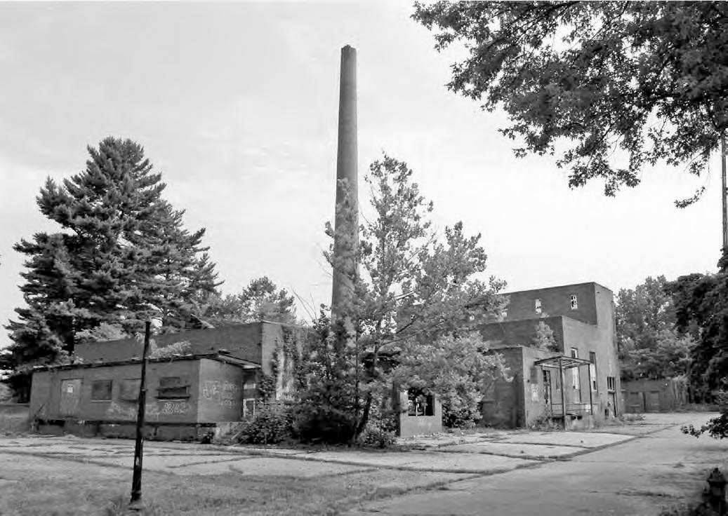 Glenn Dale Tuberculosis Hospital and Sanatorium, Glenn Dale Maryland Power Plant, southeast elevation and southwest elevation of laundry addition (2009)