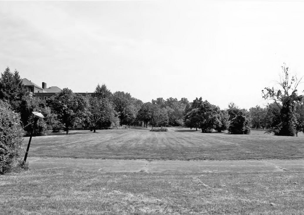 Glenn Dale Tuberculosis Hospital and Sanatorium, Glenn Dale Maryland View from Hickory Drive to northeast, Adult Hospital to left (2009)