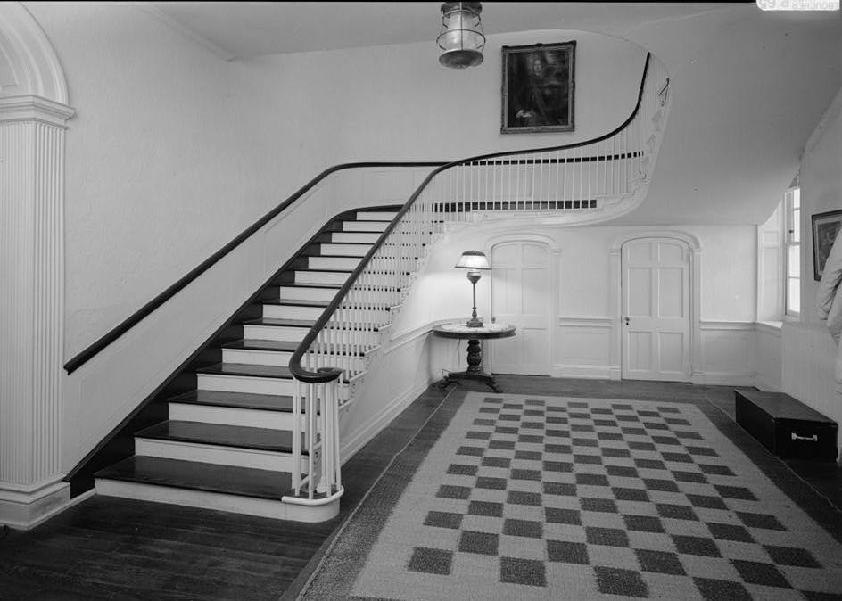 Mount Lubentia Plantation - Magruder House, Largo Maryland 1989  FIRST FLOOR, STAIR HALL TO NORTHEAST, LOOKING NORTH