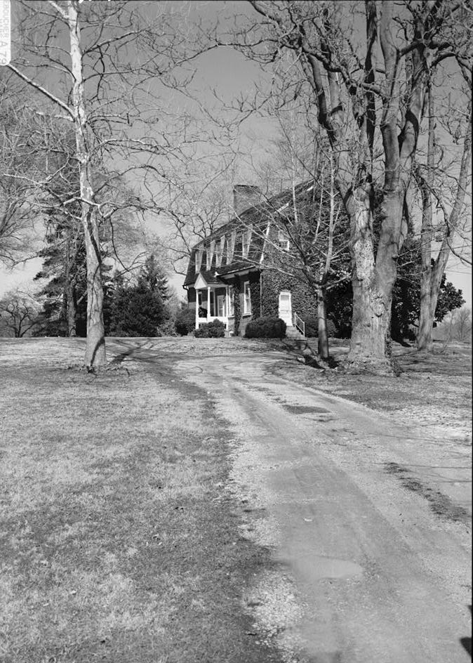 Snow Hill - Samuel Snowden House, Laurel Maryland 1989 VIEW OF WEST (ROAD FRONT) AND SOUTH SIDE ALONG DRIVE, FROM SOUTHWEST