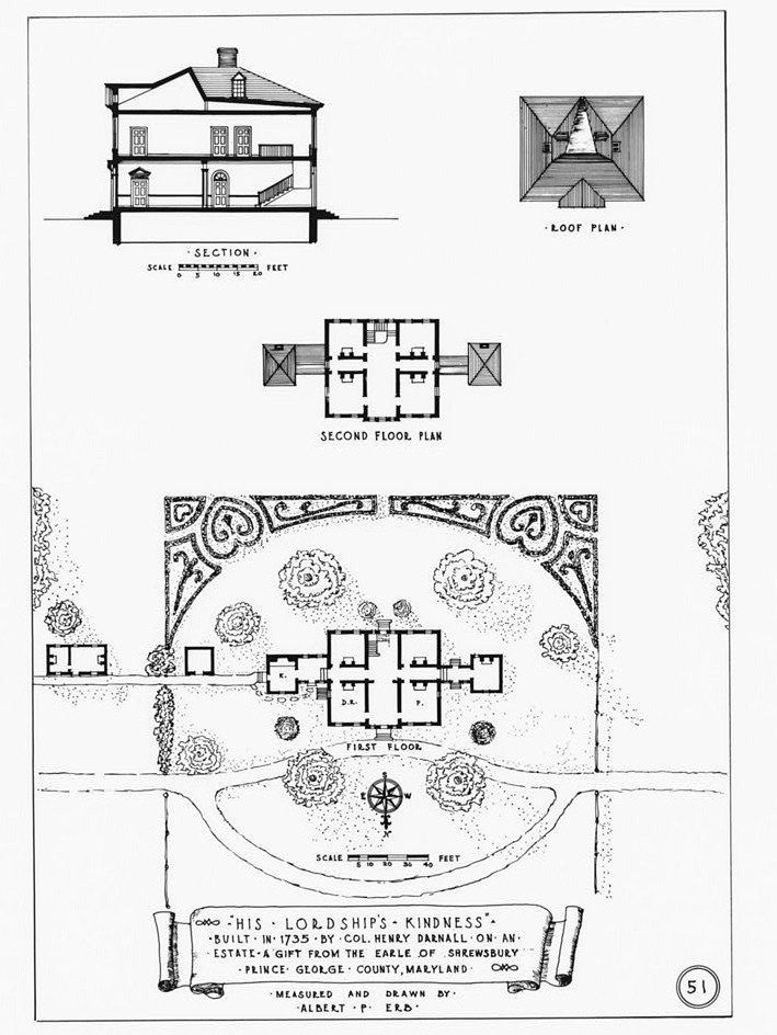 Poplar Hill -  His Lordships Kindness, Rosaryville Maryland FIRST FLOOR AND SITE PLANS, SECOND FLOOR PLAN, SECTION, AND ROOF PLAN