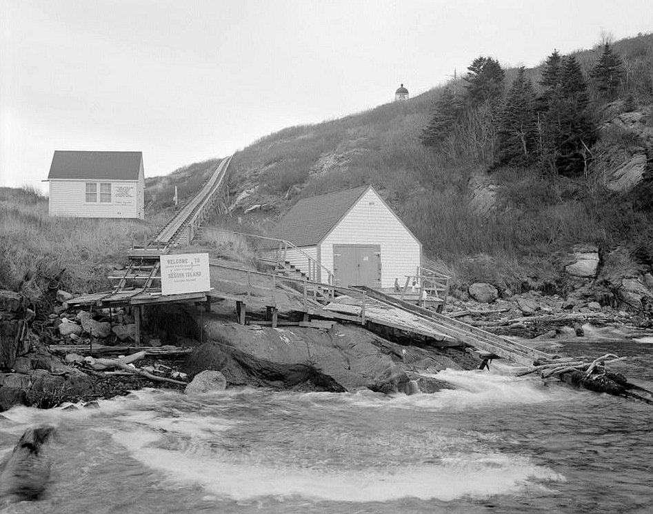Seguin Island Light Station, Georgetown Maine Shed, Railroad, Light Tower and Boathouse Northeast and Northwest Sides of Shed, Northeast Side of Tower, East and North Sides of Boathouse (1991)