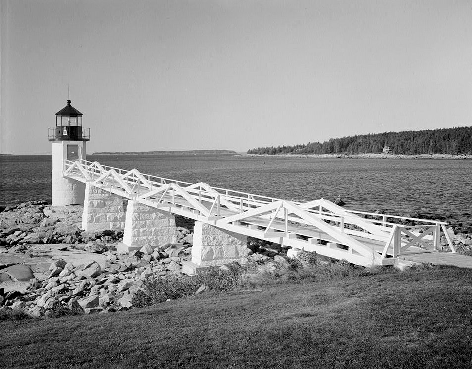 Marshall Point Lighthouse, Port Clyde Maine Light Tower and Walkway Northeast Sides (1990)