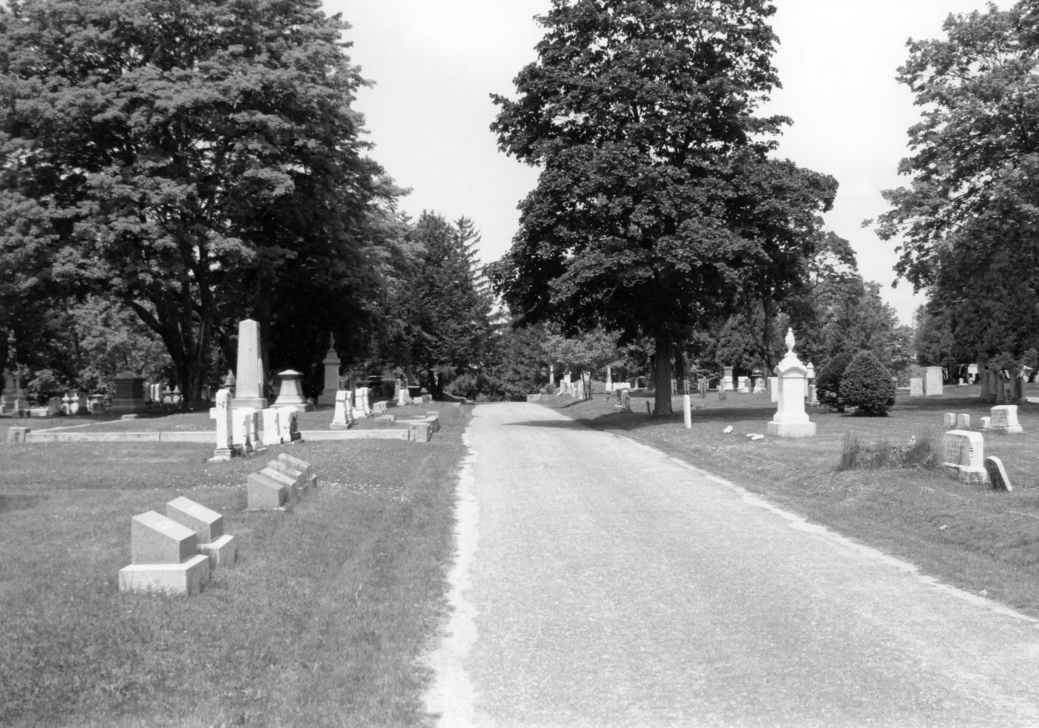 Evergreen Cemetery, Portland Maine View northwest along the garden (1992)